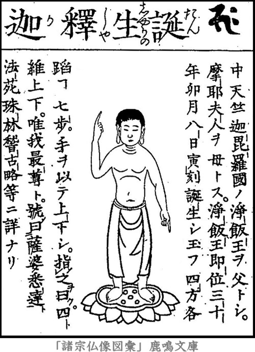 释迦牟尼诞生线描图